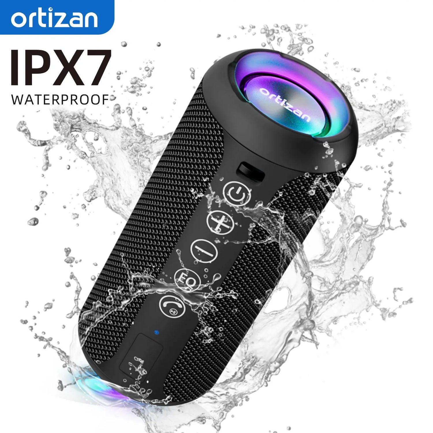 Ortizan X10 360° Bluetooth Speaker – 24W RGB Blast, 30H Playtime & IPX7 Waterproof