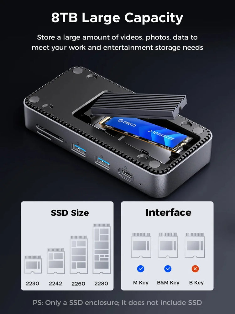 9-in-1 Docking Station with Cooling Fan and M.2 SSD Enclosure