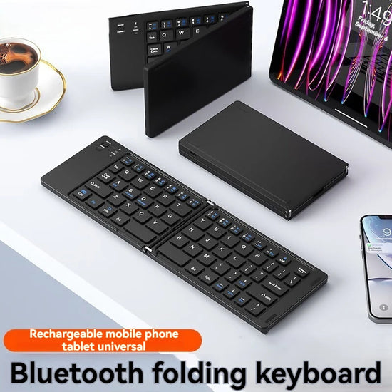 Ultra-Slim Bluetooth Folding Keyboard – Rechargeable & Travel-Ready