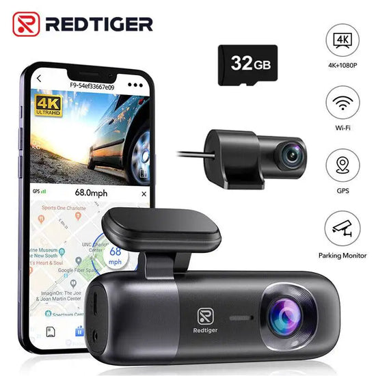 REDTIGER F7N-S 4K Wi-Fi Dash Cam with External GPS, Night Vision & Parking Monitor